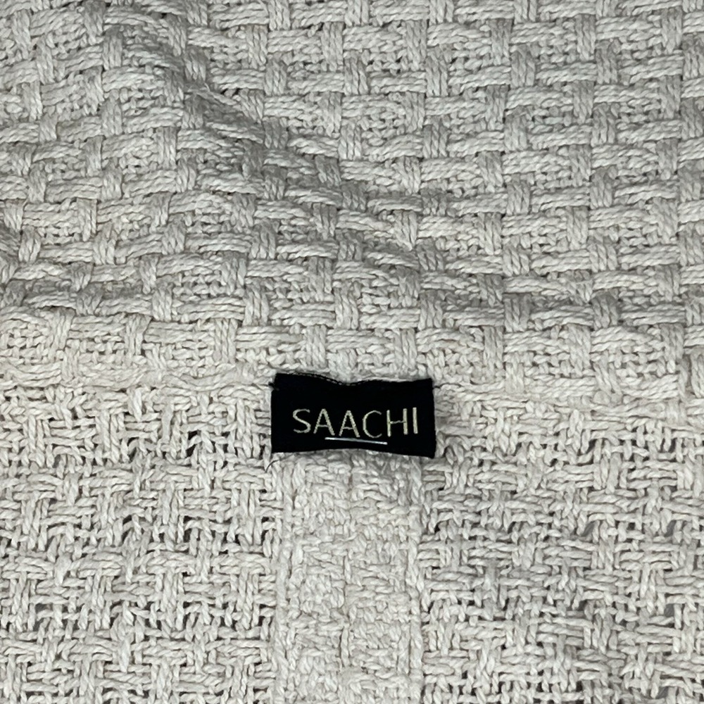 SAACHI Beige Woven Basket Weave Shawl Wrap for Women, Textured Scarf Shawl/Wrap - Picture 5 of 5